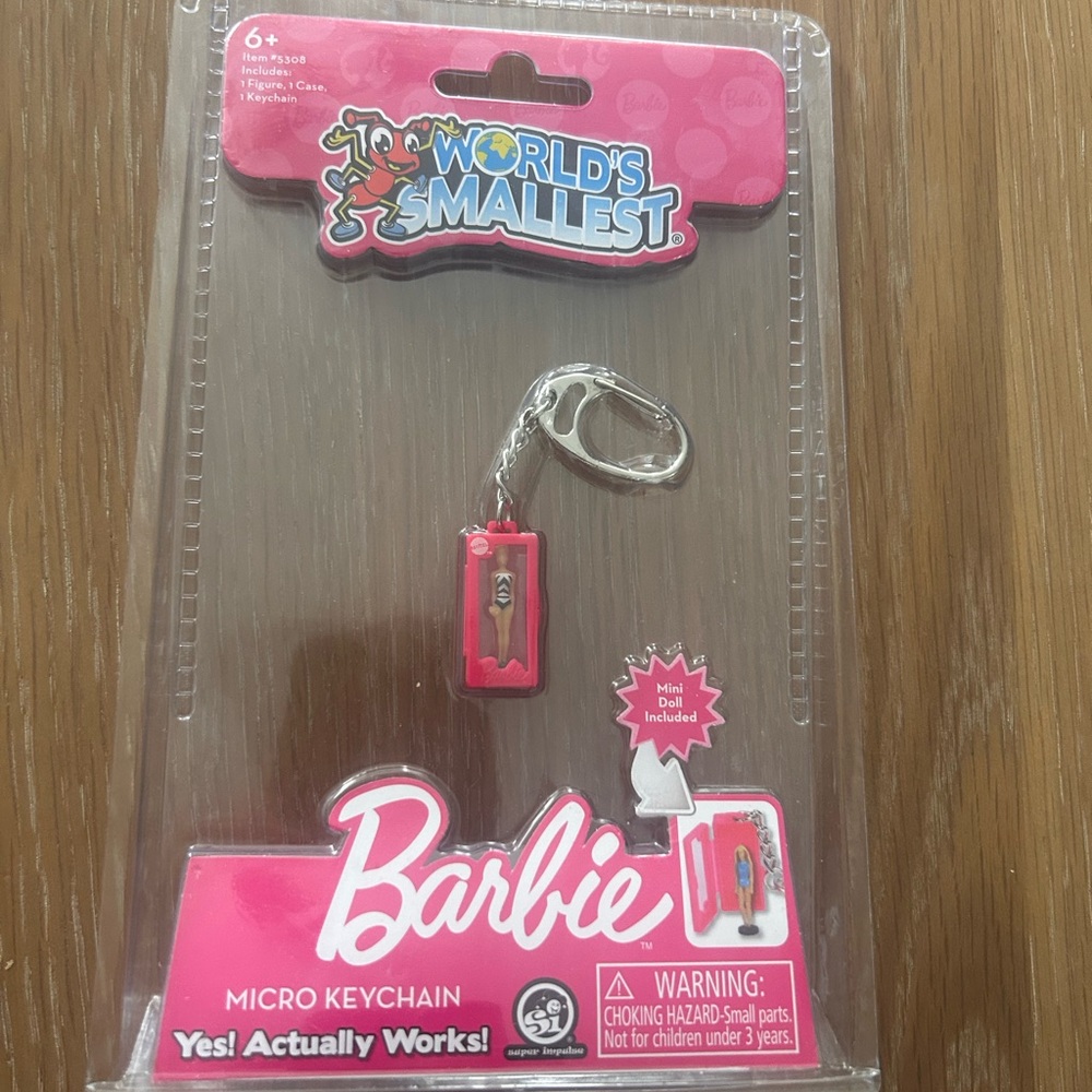 Barbie Hot Pink Miniature Keychain with Silver Clip